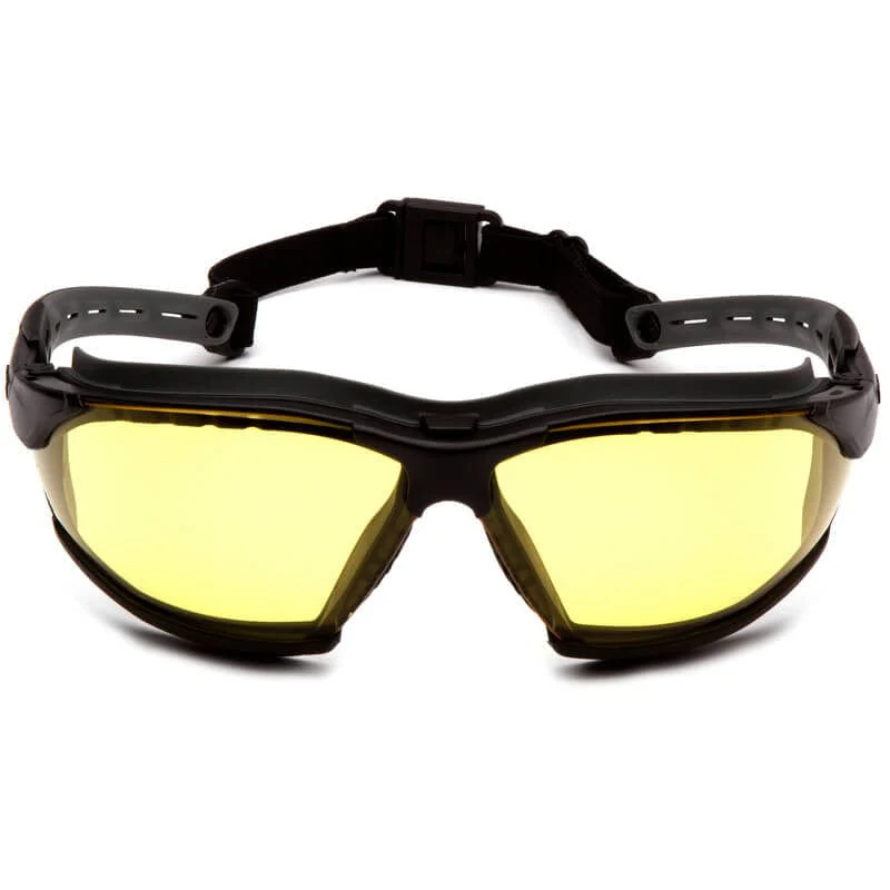 Pyramex Isotope Safety Glasses/Goggles Black Frame Amber H2MAX Anti-Fog Lenses - KTF Painting Interior Exterior