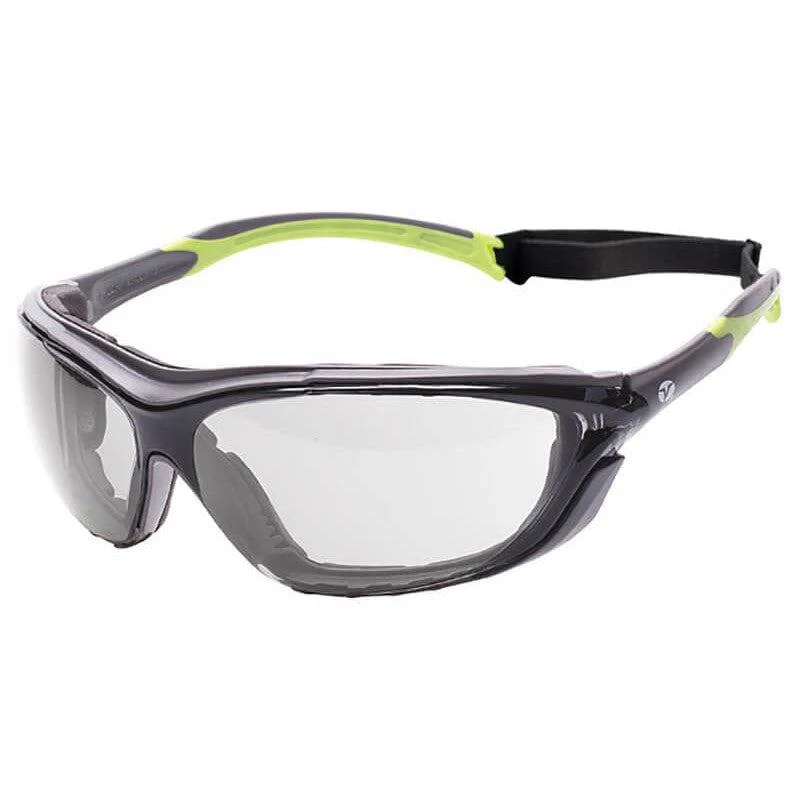 Encon Veratti Primo Foam-Padded Safety Glasses/Goggles Gray/Green Frame Clear Anti-Fog Lens - KTF Painting Interior Exterior