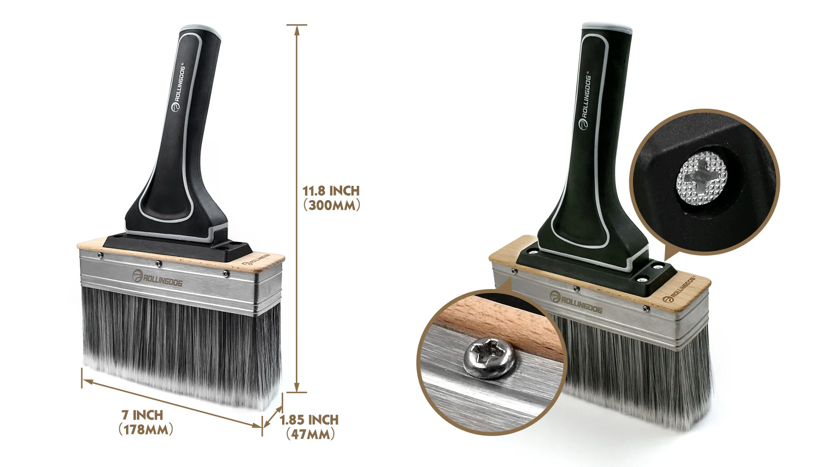 THE MOLOSSUS™ Deck & Wall Brush – Wide 2″ × 7″ Paint Brush with Extension Pole Compatibility - KTF Painting Interior Exterior